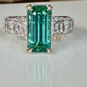 Kat Florence aftgan Lagoon tourmaline F flawless diamonds
